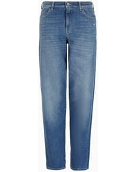 Emporio Armani - J90 Mid-rise Relaxed-fit Jeans In A Vintage-look Denim With Laser-cut Logo - Lyst