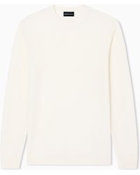 Emporio Armani - Virgin-Wool Jumper With A Check Motif - Lyst