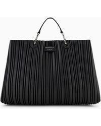 Emporio Armani - Asv Medium Myea Shopper Bag In Pleated, Recycled Faux Nappa Leather - Lyst
