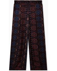 Emporio Armani - Micro Jacquard Silk Trousers With Kilim-Effect Print - Lyst