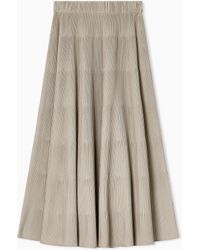 Emporio Armani - Long, Ribbed-Effect Skirt - Lyst