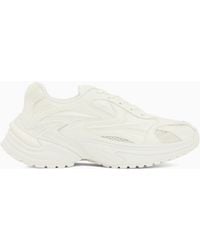 Emporio Armani - Suede And Mesh Sneakers - Lyst