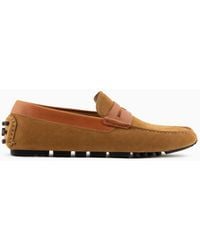 Emporio Armani - Crust Leather Driving Loafers - Lyst