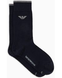 Emporio Armani - Socken Aus Lisle-garn Mit Adler-logo - Lyst