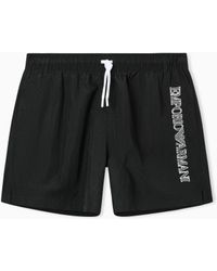 Emporio Armani - Swim Shorts With Stitched Logo Embroidery - Lyst