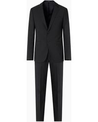 Emporio Armani - Traje De Abotonadura Sencilla Regular Fit En Tejido De Lana Virgen Fil A Fil - Lyst