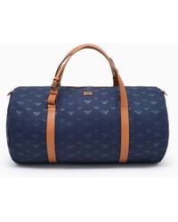 Emporio Armani - All-Over Eagle Canvas Weekend Bag - Lyst