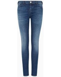 Emporio Armani - J23 Mid-rise, Super-skinny Jeans In A Worn-look Denim - Lyst