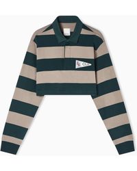 Emporio Armani - Eagle Club, Cropped Oversized-Stripe Jersey Polo Shirt With Patch - Lyst