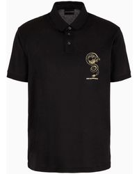 Emporio Armani - Armani Sustainability Values Lyocell-blend Jersey Polo Shirt With Dragon Embroidery - Lyst