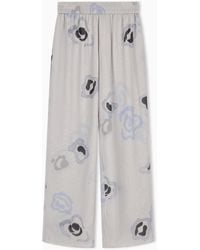 Emporio Armani - Silk Chiffon Trousers With Watercolour Floral Print - Lyst