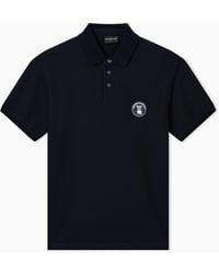 Emporio Armani - Piqué Polo Shirt With French Bulldog Patch - Lyst