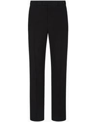 Emporio Armani - Pantalones De Pinzas En Lana Virgen Con Acabado Técnico - Lyst