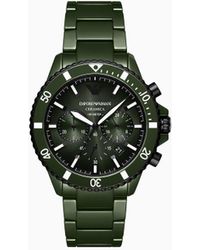 Emporio Armani - Chronograph Green Ceramic Watch - Lyst