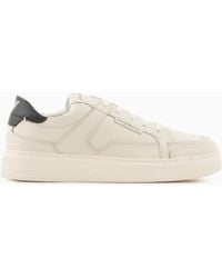 Emporio Armani - Hammered-Leather Sneakers - Lyst