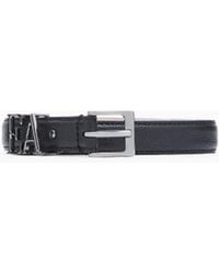 Emporio Armani - Micro-Grained Leather Belt With Ea Buckle - Lyst