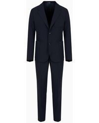 Emporio Armani - Einreihiger Anzug In Slim Fit Aus Bi-stretch-schurwollgewebe - Lyst