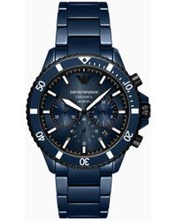 Emporio Armani - Chronograph Blue Ceramic Watch - Lyst