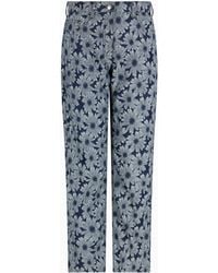 Emporio Armani - Denim Jeans With All-Over Jacquard Daisies From The Peace Capsule Collection - Lyst