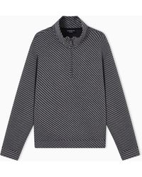 Emporio Armani - Icon Jacquard Jersey Partial-Zip Pullover - Lyst