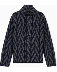 Emporio Armani - Signature Capsule Collection Virgin Wool Jacquard-Knit Blouson - Lyst