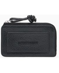 Emporio Armani - Zipped, Tumbled-Leather Card Holder - Lyst
