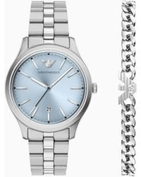 Emporio Armani - Quartz Watch And Bracelet Set - Lyst