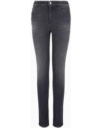 Emporio Armani - J18 High-rise, Skinny-leg Jeans In A Worn-look Denim - Lyst