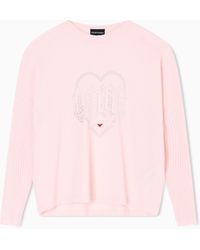 Emporio Armani - Pullover Aus Schurwolle Mit Strasssteinen Aus Der Sonderkollektion Zum Valentinstag - Lyst