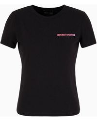 Emporio Armani - Asv Organic-jersey T-shirt With Abstract Embroidery And Logo - Lyst