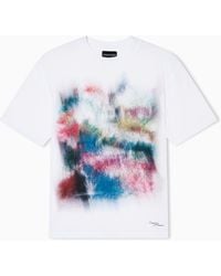 Emporio Armani - Lightweight Jersey T-Shirt With Multicolour Print - Lyst