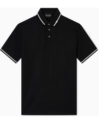 Emporio Armani - Piqué Polo Shirt With Micro Eagle Embroidery And Trim - Lyst