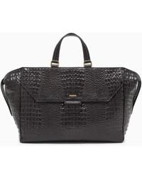Emporio Armani - Crocodile-Embossed Leather Briefcase - Lyst