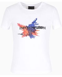 Emporio Armani - Asv Organic-jersey T-shirt With Abstract Embroidery And Logo - Lyst
