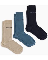 Emporio Armani - Three-pack Of Socks With Logo - Lyst