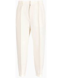 Emporio Armani - Pantalones Con Pliegues Y Bajo Elástico En Punto Doble - Lyst