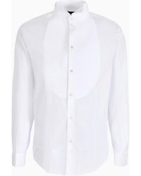 Emporio Armani - Poplin Shirt With Waffle Plastron Front - Lyst
