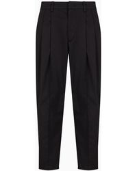 Emporio Armani - Baggy Nylon-blend Twill Trousers With Darts And Ribs - Lyst