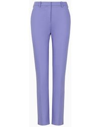 Emporio Armani - Couture Cotton-blend Slim-fit Trousers - Lyst