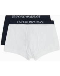 Emporio Armani - Two-pack Of Ribbed Cotton Boxer Briefs With Logo Band - Lyst