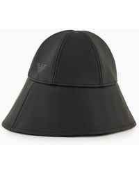 Emporio Armani - Coated Nylon Cloche Hat With Ea Print - Lyst
