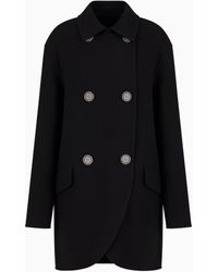 Emporio Armani - Double-Breasted Coat With Tulip Hem - Lyst