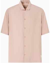 Emporio Armani - Short-Sleeved Modal Shirt With Oversized Print From The Peace Capsule Collection - Lyst