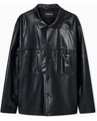 Emporio Armani Perforated Nappa Leather Jacket in Black for Men | Lyst