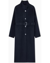 Emporio Armani - Cappotto A Collo Alto Con Cintura Coordinata - Lyst