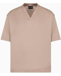 Emporio Armani - T-shirt À Col En V Confortable En Jersey De Lyocell Mélangé Asv - Lyst