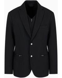 Emporio Armani - Wool-blend Single-breasted Jacket With Detachable Inner Panel - Lyst