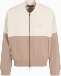 Emporio Armani - Sudadera Tipo Cárdigan De Nailon Y Punto De Felpa Con Logotipo Bordado Asv - Lyst