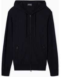 Emporio Armani - Travel Essential Zip-Up Hooded Cardigan - Lyst