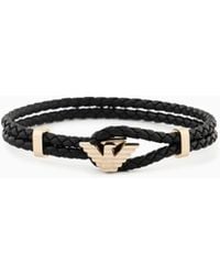 Emporio Armani - Tone Leather Id Bracelet - Lyst